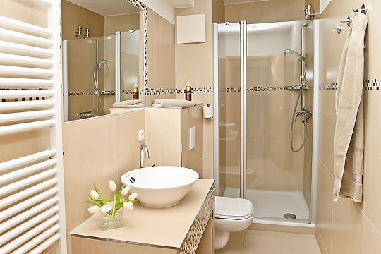 modernes Bad mit Dusche und WC moderner Komfort im Bad mit Dusche und WC